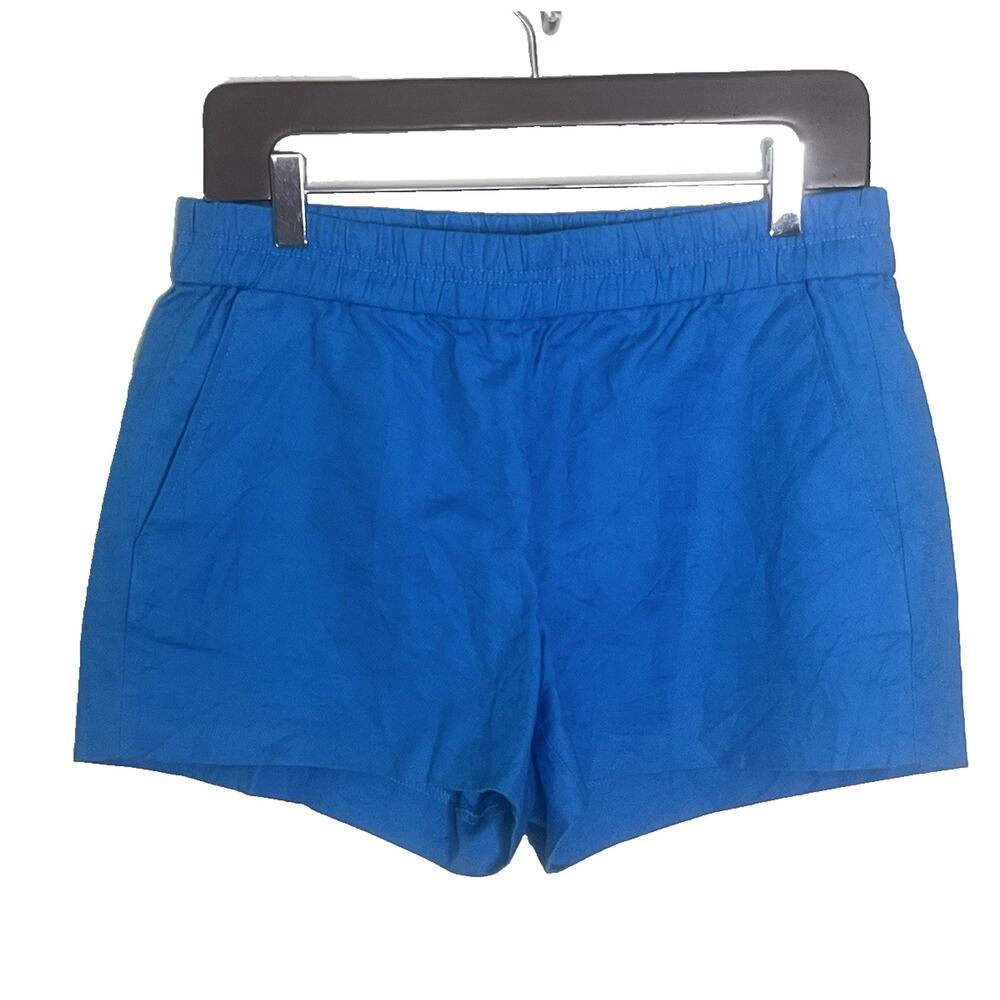 J. Crew Boardwalk Pull On Shorts Size 2 Linen Blend Pockets Summer Blue Casual
